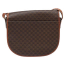 CELINE Macadam Canvas Shoulder Bag PVC Leather Brown Gold Auth 138815-3