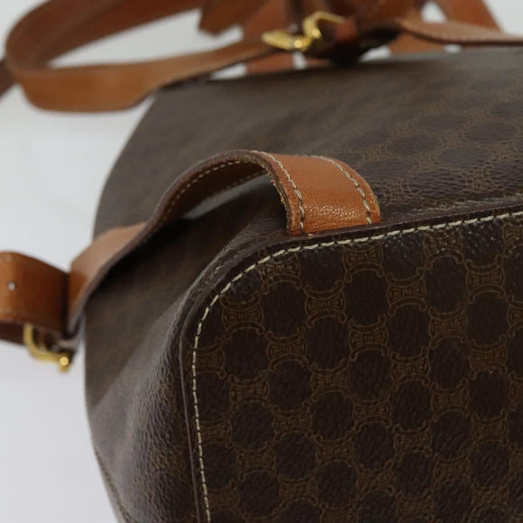 CELINE Backpack PVC Leather Brown Gold Auth 138816
