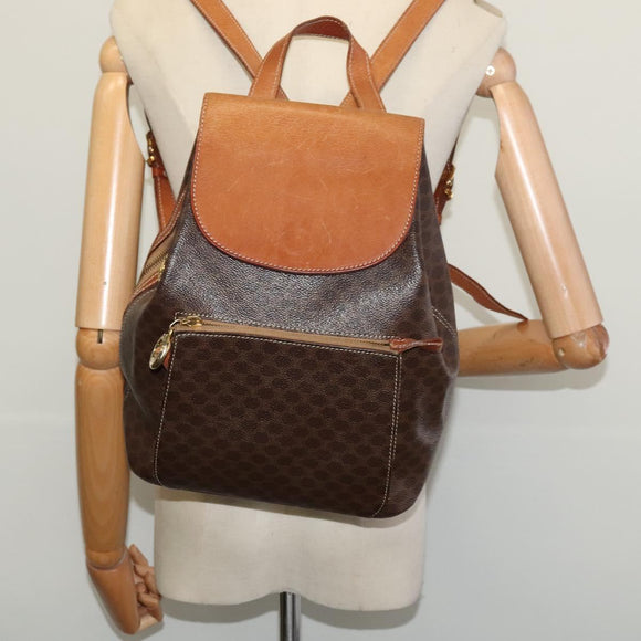 CELINE Backpack PVC Leather Brown Gold Auth 138816