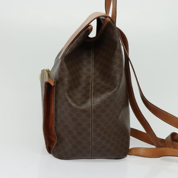 CELINE Backpack PVC Leather Brown Gold Auth 138816