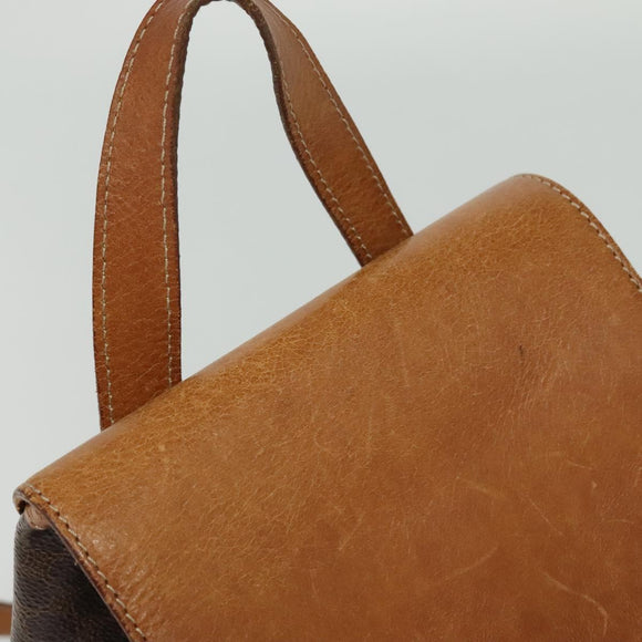 CELINE Backpack PVC Leather Brown Gold Auth 138816