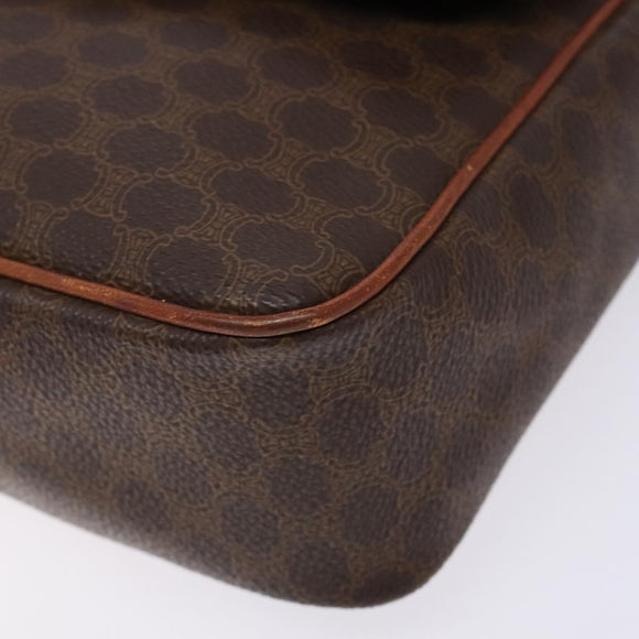 CELINE Macadam Canvas Shoulder Bag PVC Leather Brown Gold Auth 138817