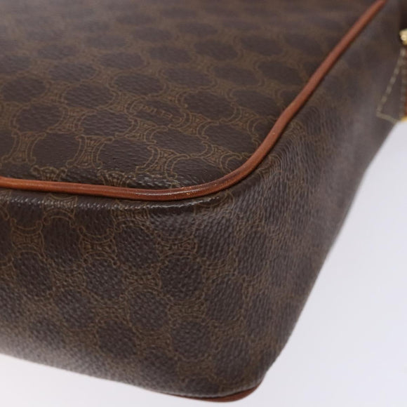 CELINE Macadam Canvas Shoulder Bag PVC Leather Brown Gold Auth 138817