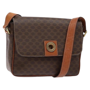 CELINE Macadam Canvas Shoulder Bag PVC Leather Brown Gold Auth 138817