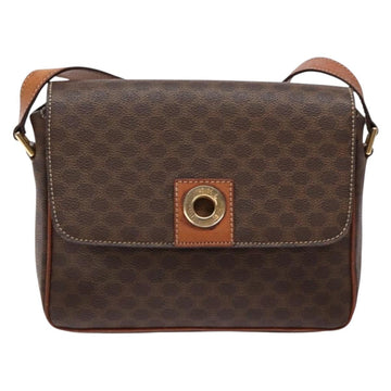 CELINE Macadam Canvas Shoulder Bag PVC Leather Brown Gold Auth 138817 - 0