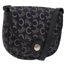 CELINE C Sulky Shoulder Bag Canvas Navy Gold Auth 138818-1