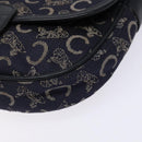CELINE C Sulky Shoulder Bag Canvas Navy Gold Auth 138818-10