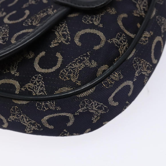 CELINE C Sulky Shoulder Bag Canvas Navy Gold Auth 138818