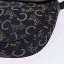 CELINE C Sulky Shoulder Bag Canvas Navy Gold Auth 138818-12