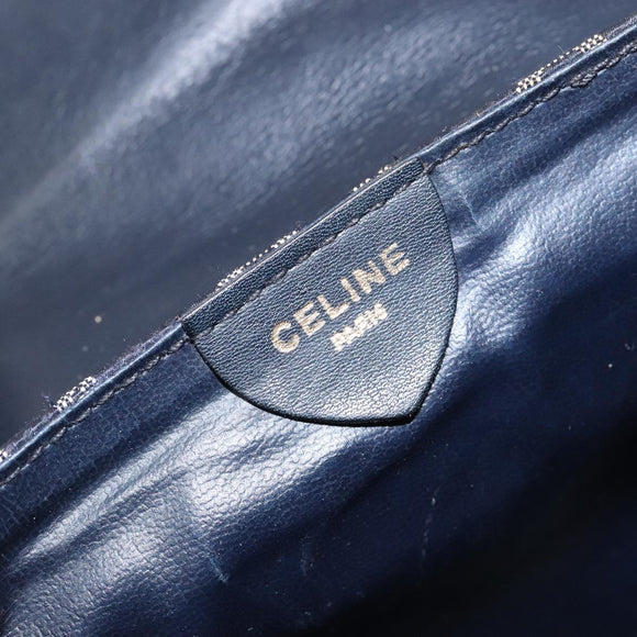 CELINE C Sulky Shoulder Bag Canvas Navy Gold Auth 138818