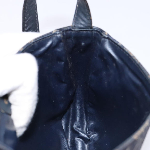 CELINE C Sulky Shoulder Bag Canvas Navy Gold Auth 138818