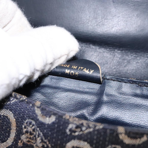 CELINE C Sulky Shoulder Bag Canvas Navy Gold Auth 138818