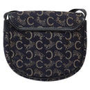 CELINE C Sulky Shoulder Bag Canvas Navy Gold Auth 138818-3