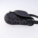 CELINE C Sulky Shoulder Bag Canvas Navy Gold Auth 138818-4