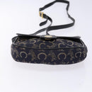 CELINE C Sulky Shoulder Bag Canvas Navy Gold Auth 138818-9
