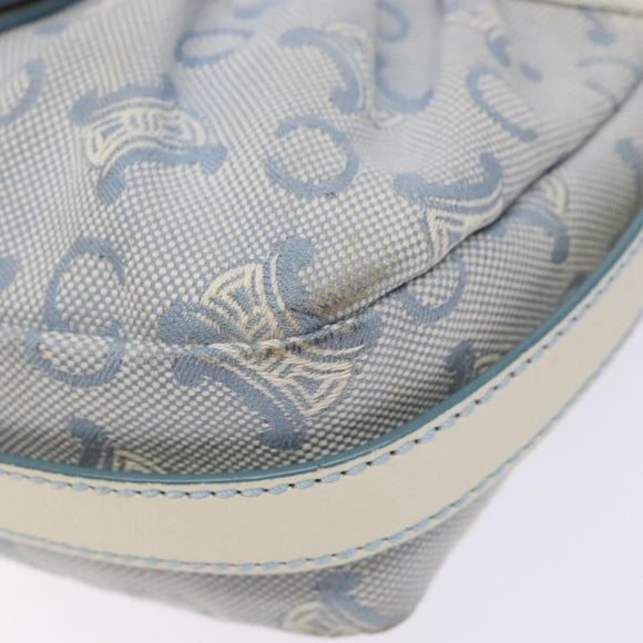 CELINE C Macadam Canvas Shoulder Bag Light Blue Gold Auth 138819