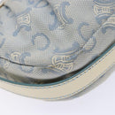 CELINE C Macadam Canvas Shoulder Bag Light Blue Gold Auth 138819-11