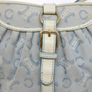 CELINE C Macadam Canvas Shoulder Bag Light Blue Gold Auth 138819-14
