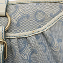 CELINE C Macadam Canvas Shoulder Bag Light Blue Gold Auth 138819-15