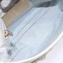 CELINE C Macadam Canvas Shoulder Bag Light Blue Gold Auth 138819-17