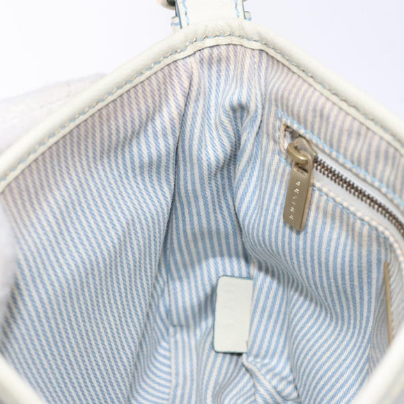 CELINE C Macadam Canvas Shoulder Bag Light Blue Gold Auth 138819