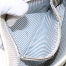 CELINE C Macadam Canvas Shoulder Bag Light Blue Gold Auth 138819-20