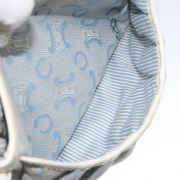 CELINE C Macadam Canvas Shoulder Bag Light Blue Gold Auth 138819