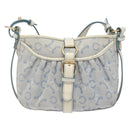 CELINE C Macadam Canvas Shoulder Bag Light Blue Gold Auth 138819-2