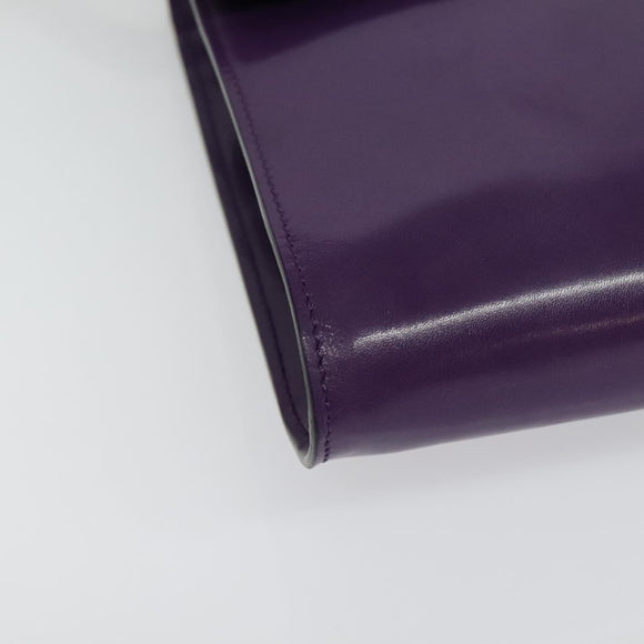 CELINE Shoulder Bag Leather Purple Gold Auth 138822