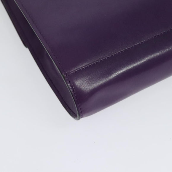 CELINE Shoulder Bag Leather Purple Gold Auth 138822