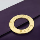 CELINE Shoulder Bag Leather Purple Gold Auth 138822-14