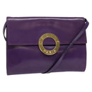 CELINE Shoulder Bag Leather Purple Gold Auth 138822-1