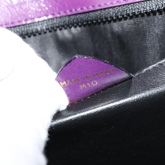 CELINE Shoulder Bag Leather Purple Gold Auth 138822