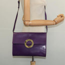 CELINE Shoulder Bag Leather Purple Gold Auth 138822-22