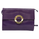 CELINE Shoulder Bag Leather Purple Gold Auth 138822-2