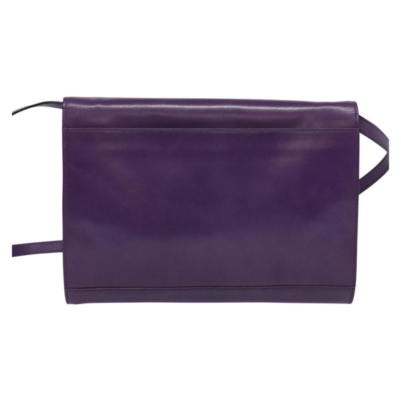 CELINE Shoulder Bag Leather Purple Gold Auth 138822