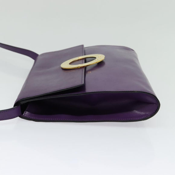 CELINE Shoulder Bag Leather Purple Gold Auth 138822