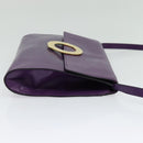 CELINE Shoulder Bag Leather Purple Gold Auth 138822-5