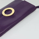 CELINE Shoulder Bag Leather Purple Gold Auth 138822-6