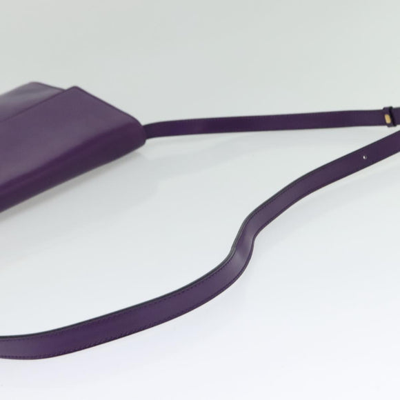 CELINE Shoulder Bag Leather Purple Gold Auth 138822