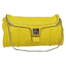 CELINE Chain Shoulder Bag Leather Yellow Silver Auth 138823-1