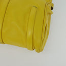 CELINE Chain Shoulder Bag Leather Yellow Silver Auth 138823-11