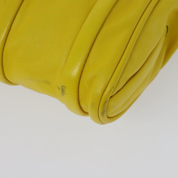 CELINE Chain Shoulder Bag Leather Yellow Silver Auth 138823