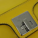 CELINE Chain Shoulder Bag Leather Yellow Silver Auth 138823-14
