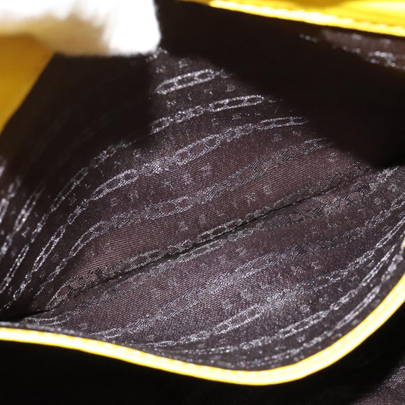 CELINE Chain Shoulder Bag Leather Yellow Silver Auth 138823