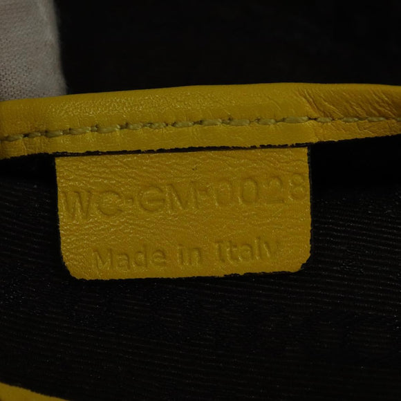 CELINE Chain Shoulder Bag Leather Yellow Silver Auth 138823