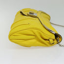 CELINE Chain Shoulder Bag Leather Yellow Silver Auth 138823-5