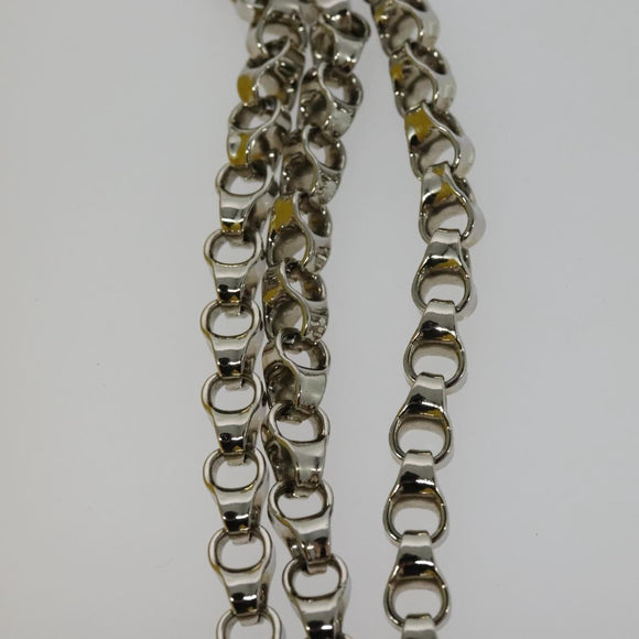 CELINE Chain Shoulder Bag Leather Yellow Silver Auth 138823