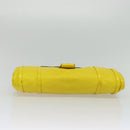 CELINE Chain Shoulder Bag Leather Yellow Silver Auth 138823-9