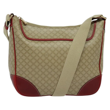 CELINE Macadam Canvas Shoulder Bag PVC Beige Gold Auth 138824